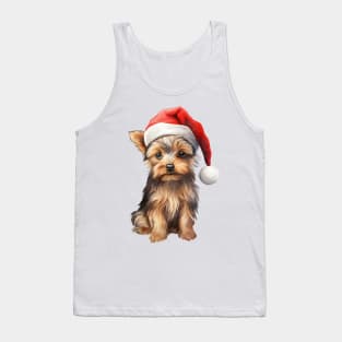 Yorkshire Terrier Dog in Santa Hat Tank Top